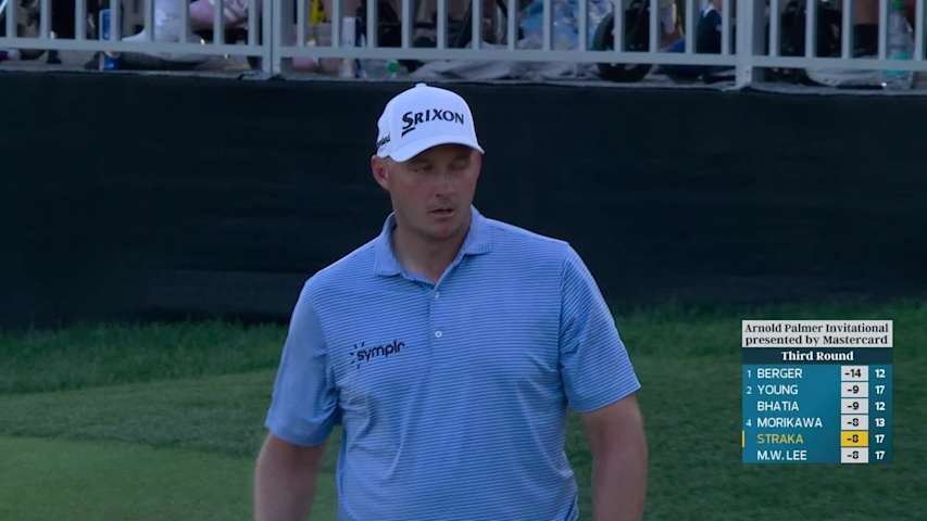 Sepp Straka sinks 11-foot birdie putt on No. 18 at Arnold Palmer