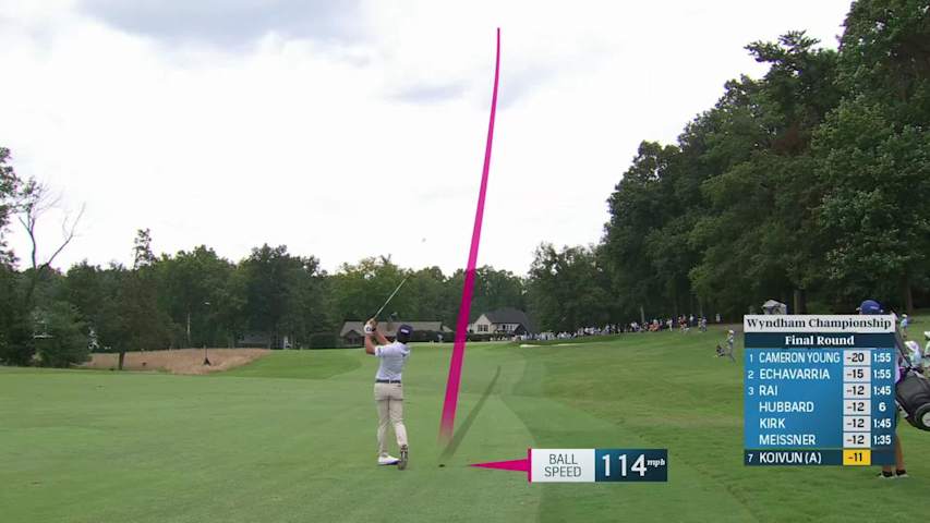 Amateur Jackson Koivun cans long birdie putt to start his Sunday at Wyndham