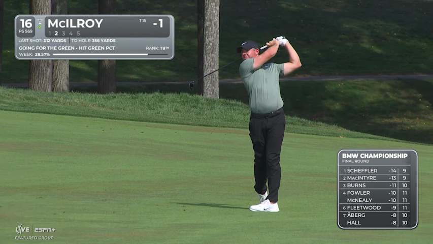 Rory McIlroy makes birdie on No. 16 at BMW Championship