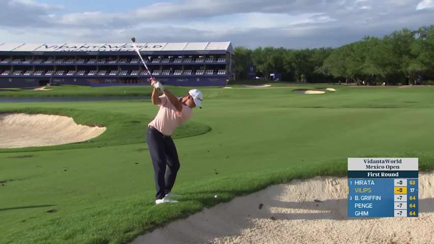 Karl Vilips hits 151-yard bunker shot, sets up birdie on No. 9 at Mexico Open