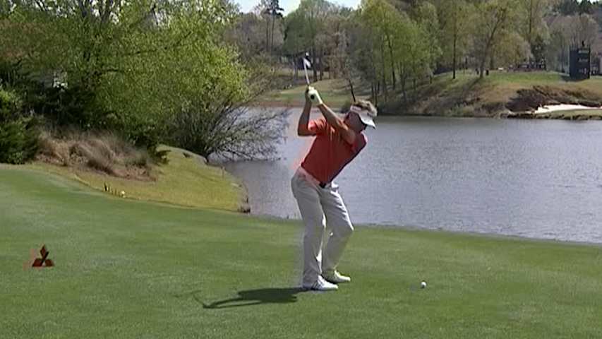 Bernhard Langer's tee shot on No. 11 at Mitsubishi Electric Classic