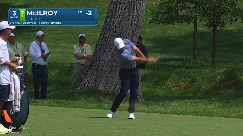 Rory McIlroy's 127-yard approach sets up birdie on No. 3 at the Memorial