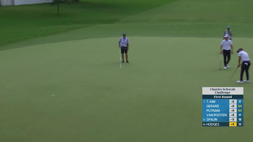 Lee Hodges sinks 28-foot birdie putt on No. 4 at Charles Schwab