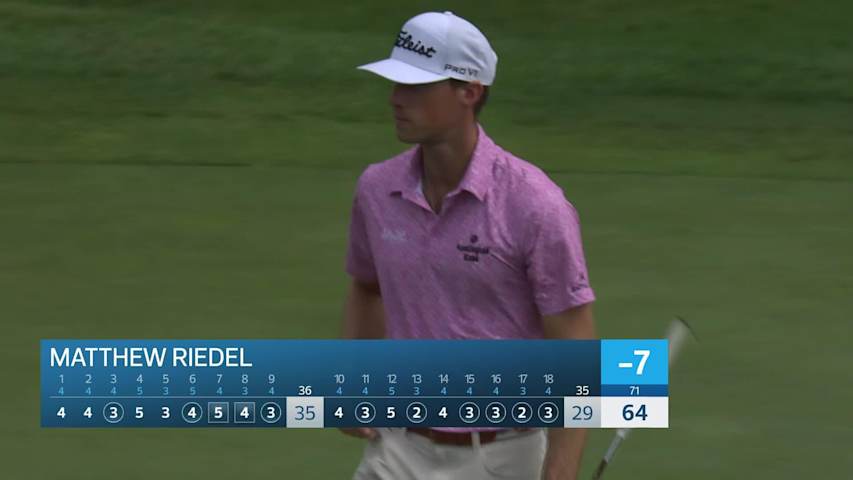 Matthew Riedel makes birdie on No. 18 at Nationwide Children's
