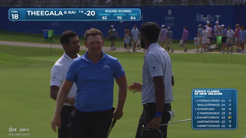 Rai/Theegala makes eagle putt on No. 18 at Zurich Classic