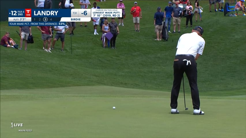 Andrew Landry makes birdie putt at Travelers