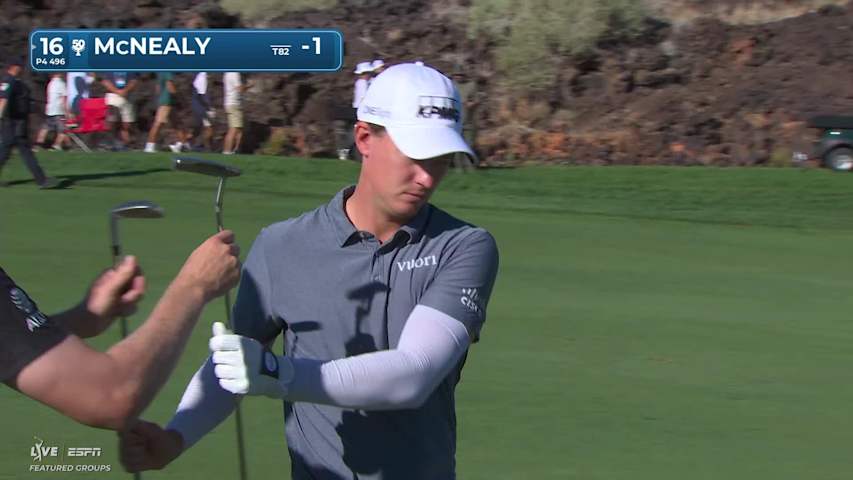 Maverick McNealy's 169-yard approach sets up birdie on No. 16 at Bank of Utah