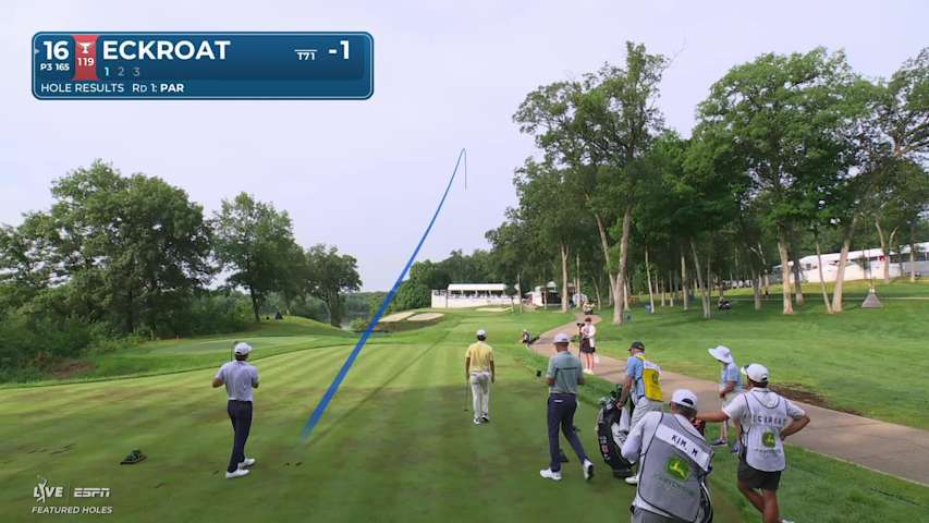 Austin Eckroat hits tee shot to 9 feet, sets up birdie on No. 16 at John Deere