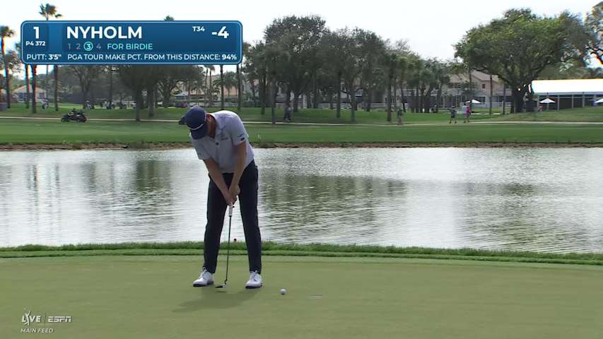 Pontus Nyholm hits 116-yard approach to 3 feet, sets up birdie on No. 1 at Cognizant Classic