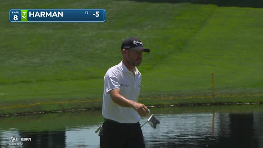 Brian Harman sinks 18-foot birdie putt on No. 8 at Travelers