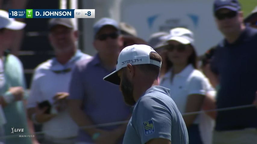 Dustin Johnson makes birdie on No. 18 at AT&T Byron Nelson