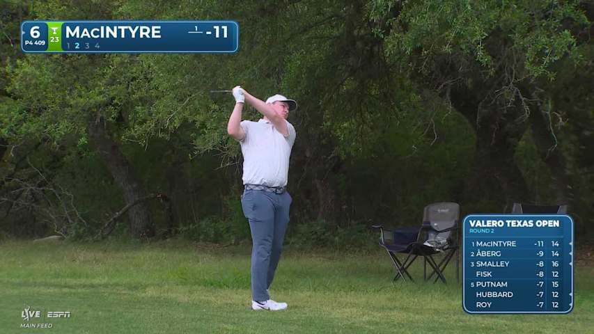 Robert MacIntyre's 162-yard approach sets up birdie on No. 6 at Valero