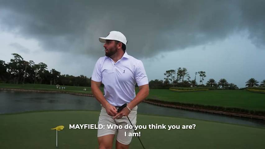Baker Mayfield takes on Buccaneers teammates in a closest-to-the-pin challenge at TPC Sawgrass