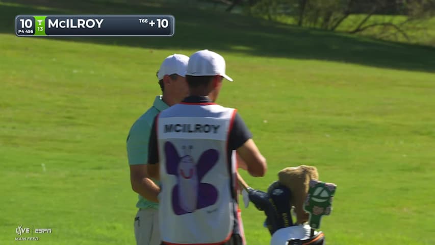 Rory McIlroy gets up-and-down from 147 yards for birdie on No. 10 at FedEx St. Jude