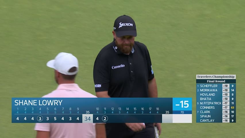 Shane Lowry sinks 26-foot birdie putt on No. 11 at Travelers