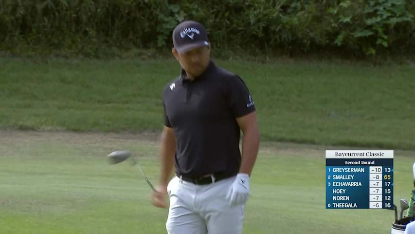 Xander Schauffele rolls in 12-foot birdie putt to chase lead at Baycurrent