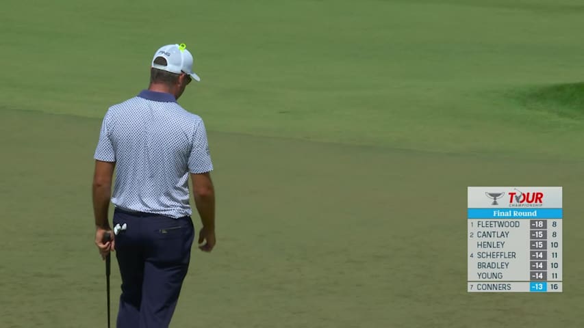 Corey Conners sinks a 27-foot birdie putt on No. 16 at TOUR Championship