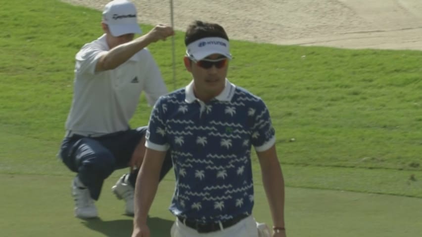 Hyung-Sung Kim curls in his birdie putt at Sony Open