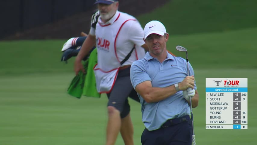Rory McIlroy nearly drains 108-yard shot, sets up birdie on No. 12 at TOUR Championship