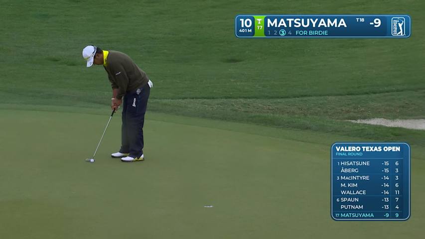 Hideki Matsuyama drains 11-foot birdie putt on No. 10 at Valero