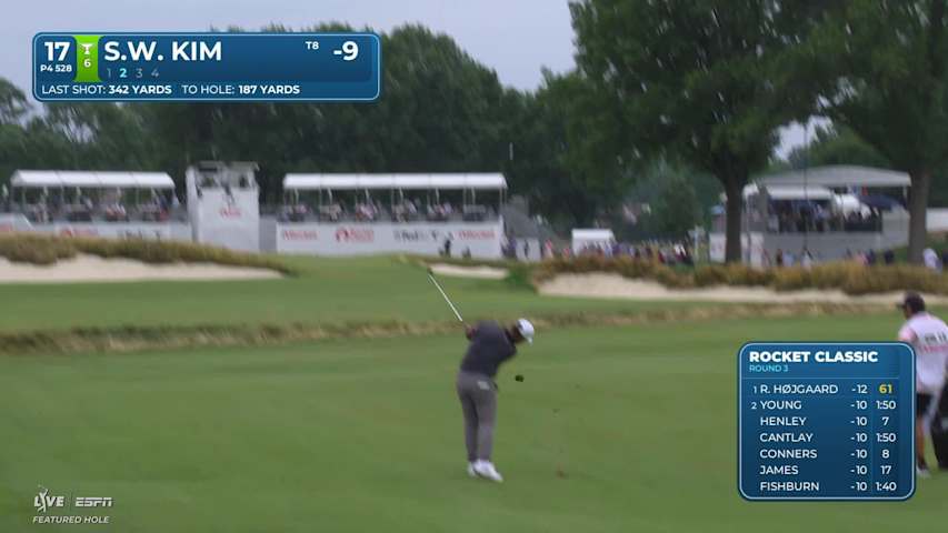 Si Woo Kim holes 23-foot approach for birdie on No. 17 at Rocket Classic