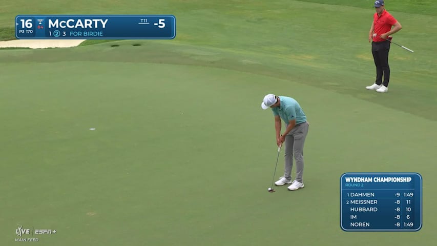 Matt McCarty makes birdie on No. 16 at Wyndham
