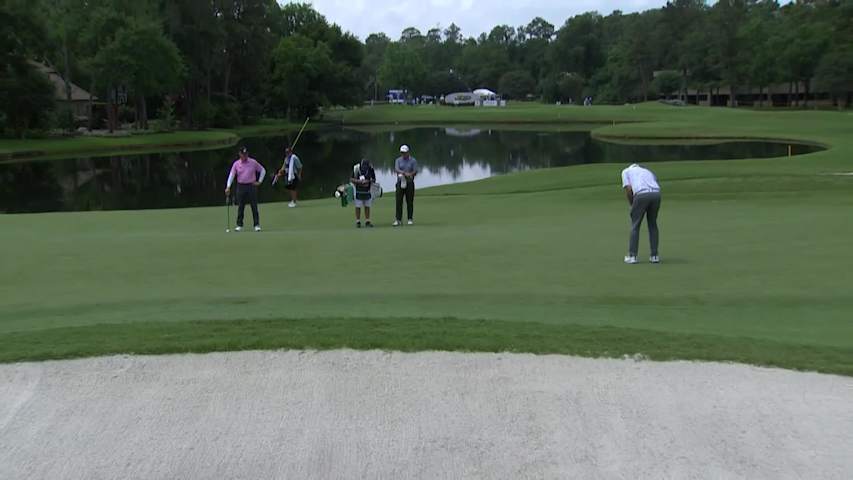 Tommy Gainey makes birdie putt on No. 14 at Insperity Invitational
