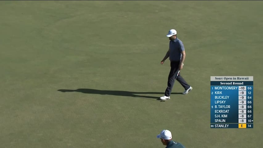 Kyle Stanley pours-in a 32-foot birdie putt at Sony Open