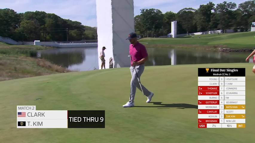 Wyndham Clark makes birdie on No. 9 at Sunday Singles