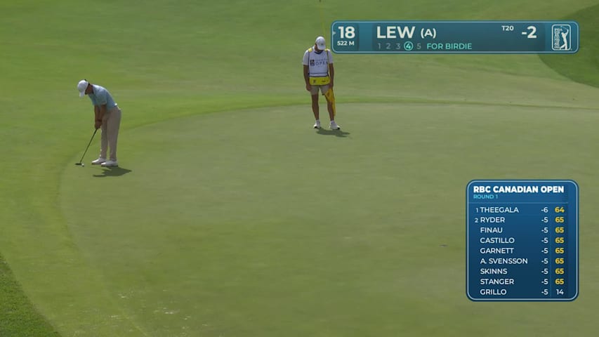 Dawson Lew taps in for birdie on No. 18 at RBC Canadian