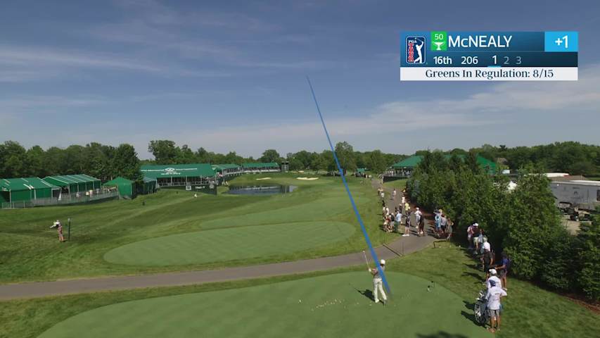 Maverick McNealy hits tee shot to 4 feet, sets up birdie on No. 16 at the Memorial