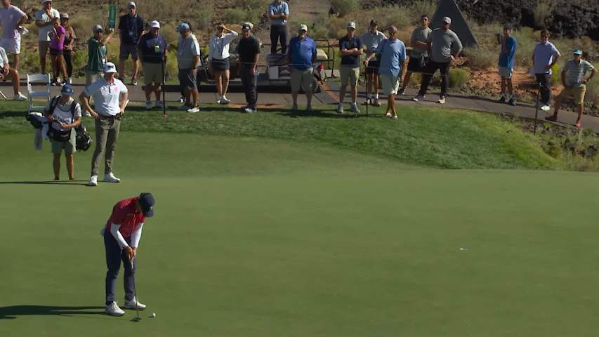 Austin Cook sinks 17-foot birdie putt on No. 8 at Bank of Utah