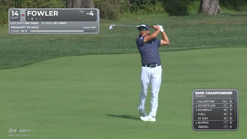 Rickie Fowler makes birdie on No. 14 at BMW Championship