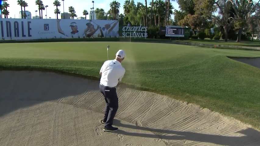 Marco Dawson gets up-and-down from bunker for birdie at Charles Schwab
