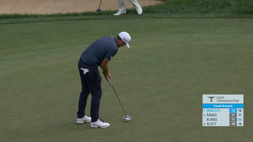 Keegan Bradley taps in short birdie putt at BMW Championship