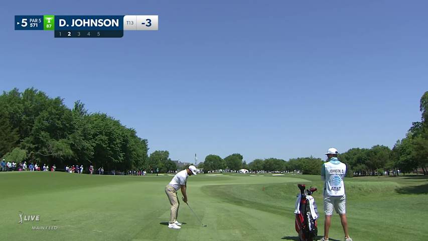 Dustin Johnson sinks a 24-foot birdie putt at AT&T Byron Nelson