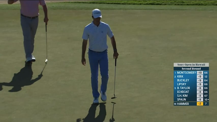 Cole Hammer pours-in a 30-foot birdie putt at Sony Open
