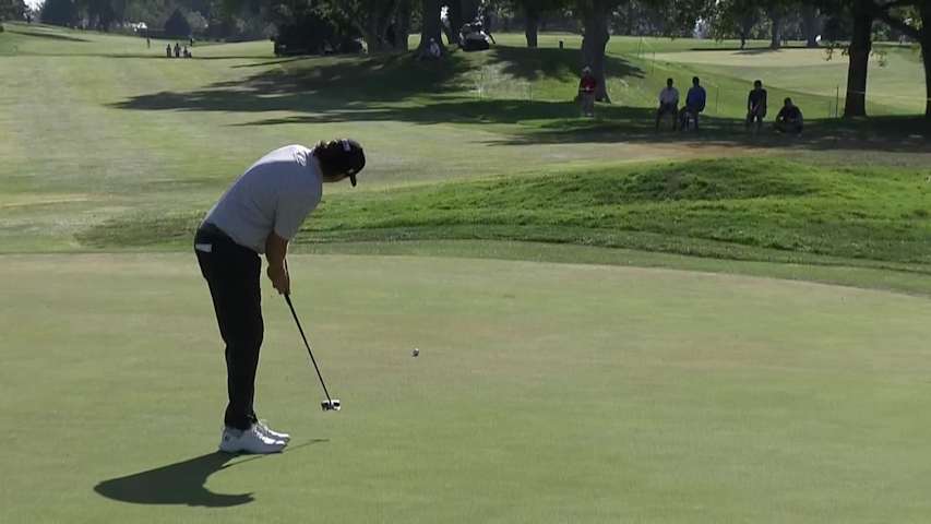 Trace Crowe makes eagle putt on No. 15 at Utah Championship
