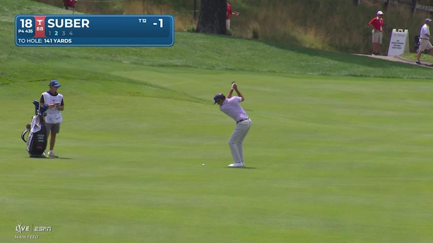 Jackson Suber holes 141-yard shot for birdie on No. 18 at Travelers
