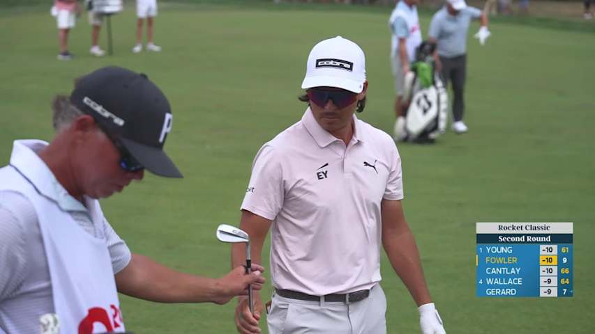 Rickie Fowler gets up-and-down from 150 yards for birdie on No. 10 at Rocket Classic