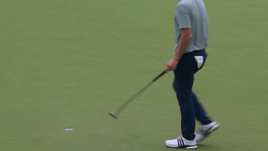 Nick Dunlap drains 17-foot birdie putt on No. 16 at Valero