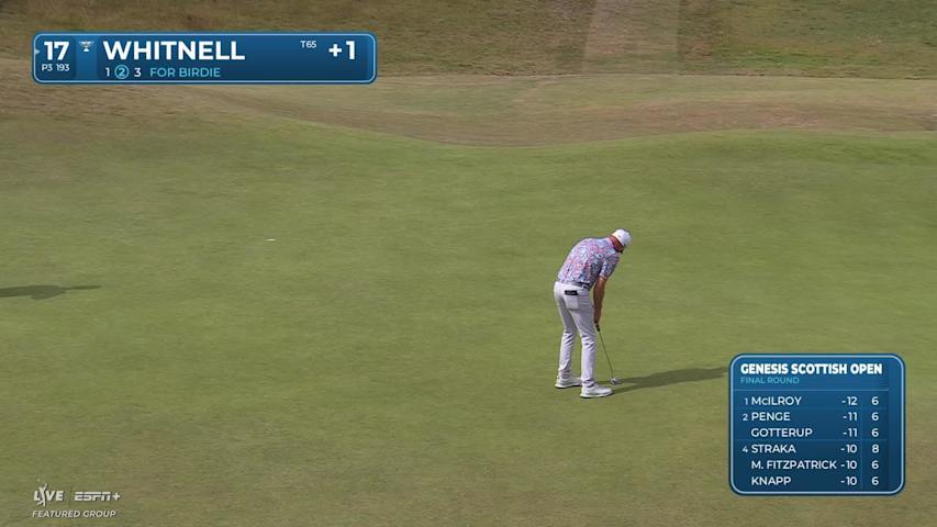 Dale Whitnell sinks a 27-foot birdie putt on No. 17 at Genesis Scottish Open
