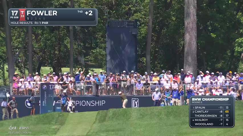 Rickie Fowler gets up-and-down from 271 yards for eagle on No. 17 at BMW Championship