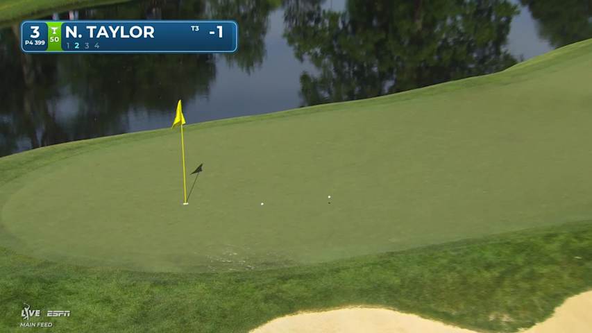 Nick Taylor gets up-and-down from 133 yards for birdie on No. 3 at the Memorial