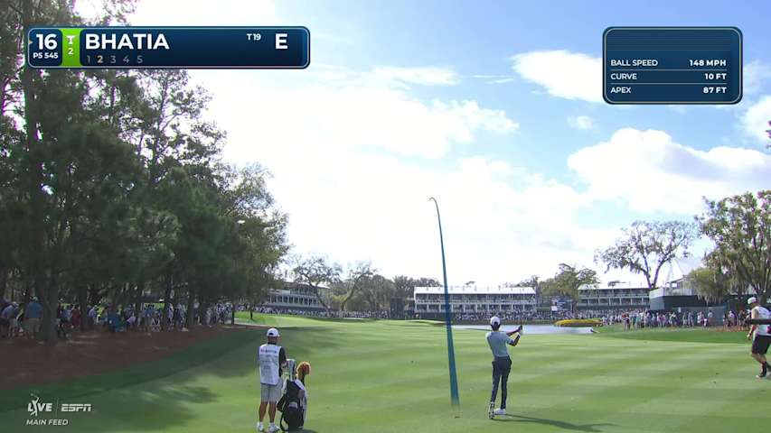 Akshay Bhatia hits 240-yard approach to 27 feet, sets up birdie on No. 16 at THE PLAYERS