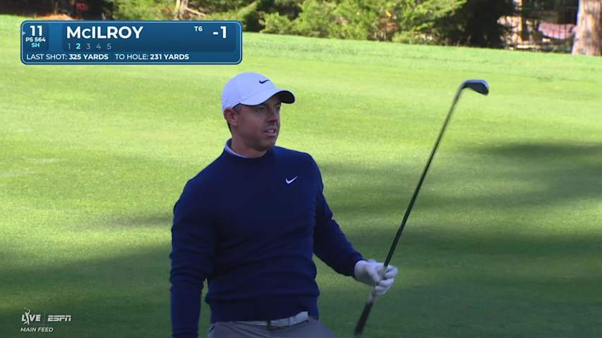 Rory McIlroy pours in 6-foot birdie putt on No. 11 at Pebble Beach