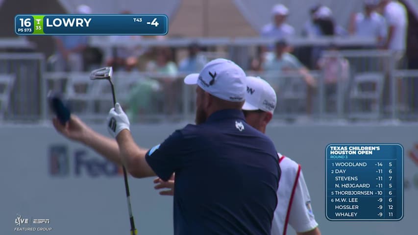 Shane Lowry hits 114-yard approach to 3 feet, sets up birdie on No. 16 at Texas Children's