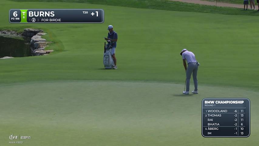 Sam Burns sinks 15-foot birdie putt on No. 6 at BMW Championship
