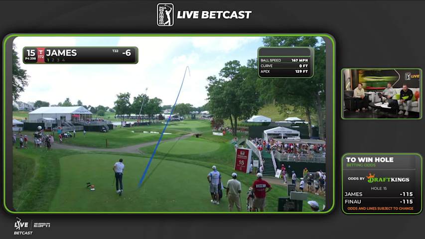 Benjamin James sinks 4-foot putt for birdie on No. 15 at Travelers