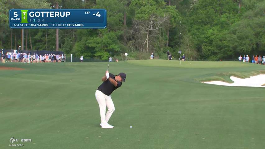 Chris Gotterup hits 131-yard approach to 1 foot, makes birdie on No. 5 at Texas Children's
